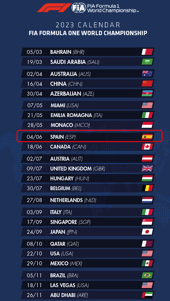 Calendario F1 2023
